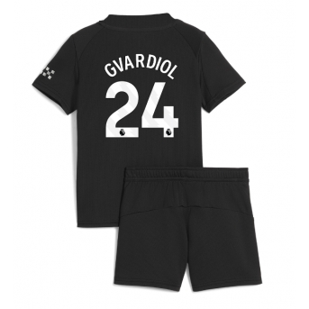 Billige Fotballdrakt Manchester City Josko Gvardiol #24 Replika Bortedraktsett Barn 2025-26 Kortermet (med bukser)